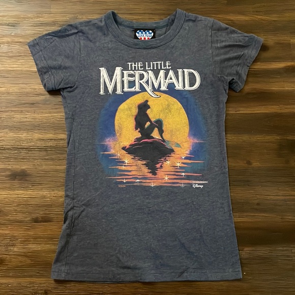 Disney Tops - Disney Little Mermaid Dark Heather Blue Graphic T-Shirt Small
